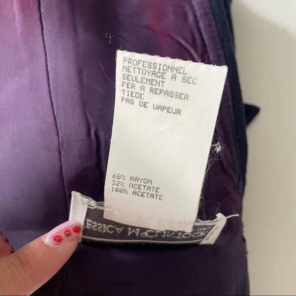 Vintage 1980s Jessica McClintock Sheath Dress V Back with Collar Navy 10 EUC - Picture 10 of 13